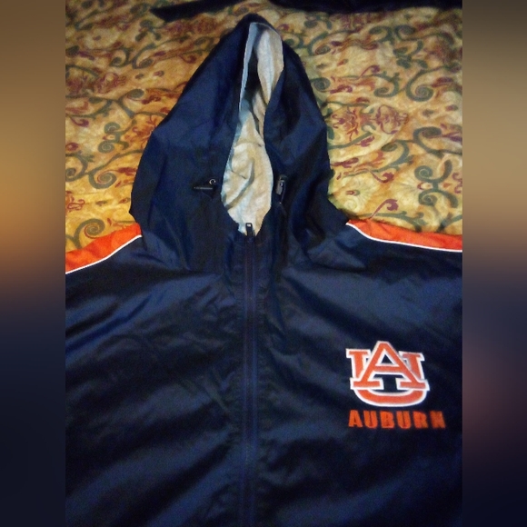 Auburn University AU NCAA Russell Athletic Lined Nylon Hooded Jacket Men XL Blue - Picture 2 of 10